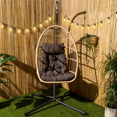 Hanging Egg Chair Outdoor Garden Furniture Patio Seat Pad Pod Seat Swing Natural DIY at B Q