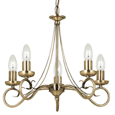 Hanging Flush Ceiling Pendant 5 Light ANTIQUE BRASS Chandelier Multi Lamp Holder