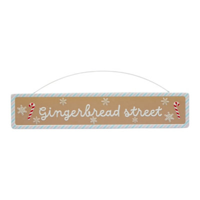 Hanging Gingerbread Street Candy Cane Sign