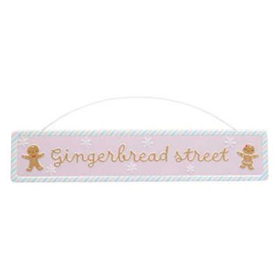 Hanging Gingerbread Street Christmas Sign