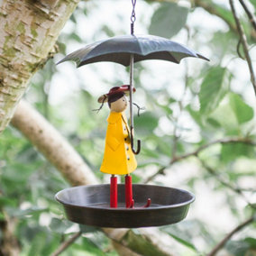 Hanging Girl Bird Feeder with Umbrella