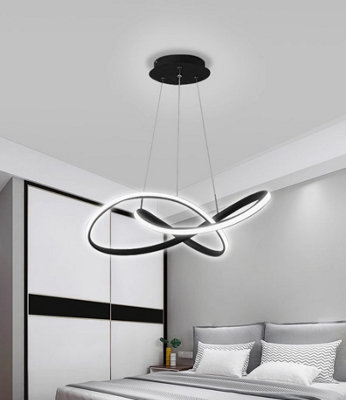 Hanging Lamp LED Pendant Light Creative Round Ring Modern Chandelier 55 cm Black