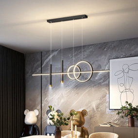Hanging Lamp LED Pendant Light  Height Adjustable Living Room Pendant Light Modern Ring