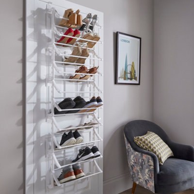 Hanging Over Door 10 Tier Shoe Rack in White