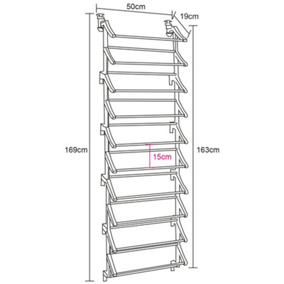 Hanging Over-Door 10 Tier Shoe Rack in White - 3