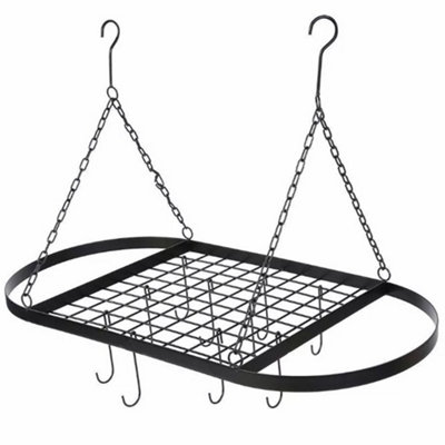 Hanging Pan Rack Pot Holder Kitchen Storage Organizer Stand with Hooks
