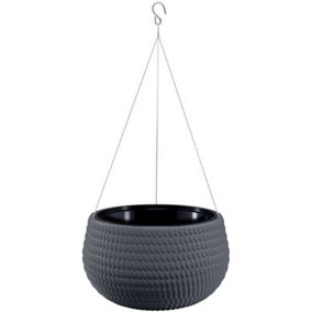 Hanging Plaited Basket Flower Plant Pot Planter Chain Home Garden Decorative Anthracite Lina