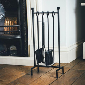 Hanging Rack Fireside Companion Set - Iron - L22 x W13 x H51 cm - Black