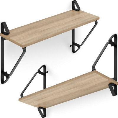 Hanging shelf Irvine set of 2 shelves - industrial wood light, oak Sonoma