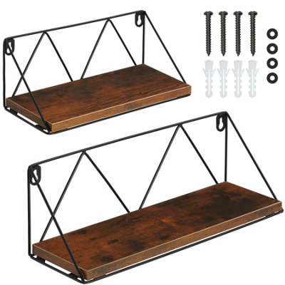 Hanging shelf Rockport set of 2 shelves - Industrial wood dark, rustic