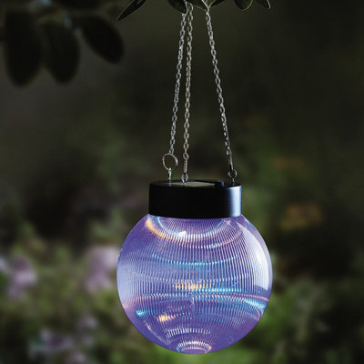 Hanging Solar Powered Ball Light - Waterproof Plastic Round Sphere Outdoor Garden Lantern Lamp Lighting - 14cm Dia with 26cm Chain