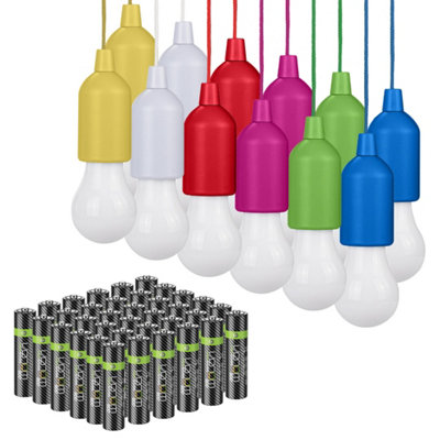 Hanging String Lights for Camping, Home and Garden -  LED Portable (12-Pack) plus 36 x AAA Rechargeable Batteries