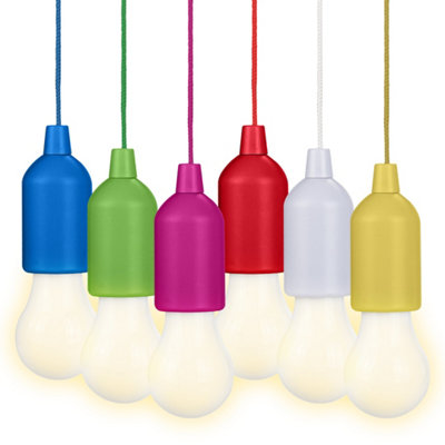 Hanging String Lights for Camping, Inspection, Garden, Sheds, Loft and Home - 6 Pack Multicolour Portable - Battery Operated