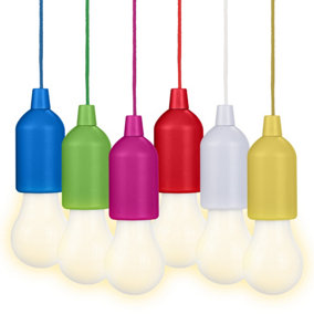Hanging String Lights for Camping, Inspection, Garden, Sheds, Loft and Home - 6 Pack Multicolour Portable - Battery Operated