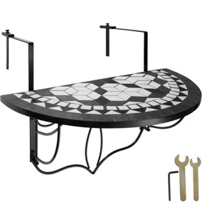 Hanging table with mosaic pattern (75x65x62cm) - black/white