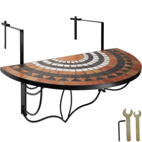 Hanging table with mosaic pattern (75x65x62cm) - terracotta/white