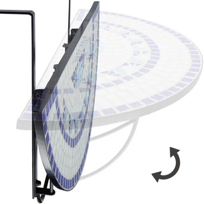 Hanging table with mosaic pattern (75x65x62cm) - white/blue