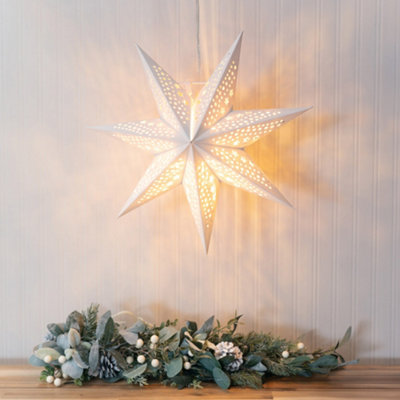 Hanging Velvet Plug In Christmas Star Wall Light Tree Topper In White Price Comparisons | Compare The Build