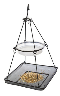 Hanging Wild Bird Feeding Station Seed Feeding Mesh Tray Dish and Water Dish Bowl