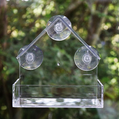 Hanging Window Wild Bird Feeder Table Clear Viewing Perspex 3 Suction Pads 3pk