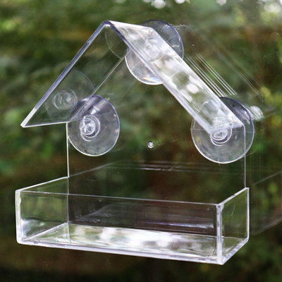 Hanging Window Wild Bird Feeder Table Clear Viewing Perspex 3 Suction Pads 3pk