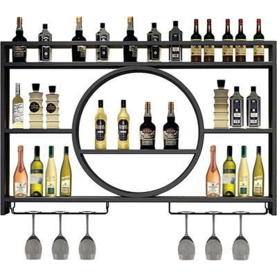 Hanging Wine Cabinet Wall Mounted Iron Bottle Display Rack Industrial
