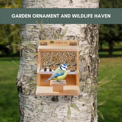 Hanging Wooden Bird Feeder Piano Novelty Feeding Station Bird House Garden - 7