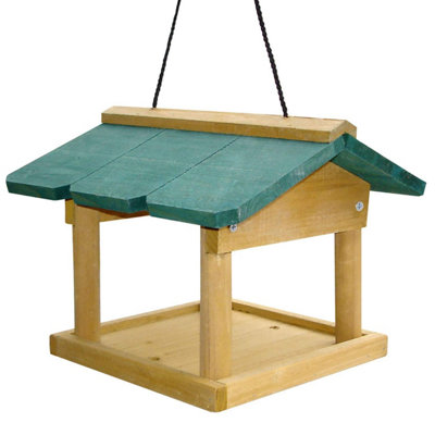 Hanging Wooden Bird Table - Simple Assembly Ideal For Any Size Garden All Year round Size - W24 x D24 x H20cm