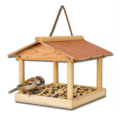 HANGING WOODEN BIRD TABLE WEATHER RESISTANT DURABLE VERSATILE FEEDING TABLE