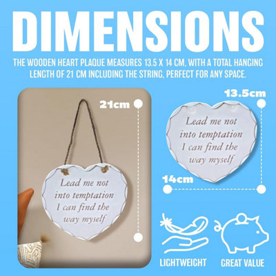 Hanging Wooden Heart Shaped Plaque Decoration Message Lead Me Not