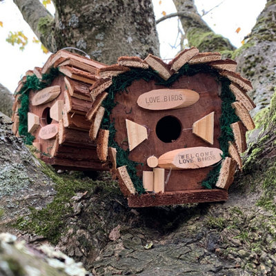 Hanging Wooden Love Bird Nest Box Birdhouses (Set of 2)