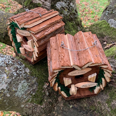 Hanging Wooden Love Bird Nest Box Birdhouses (Set of 2) - 3
