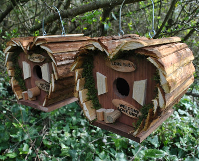 Hanging Wooden Love Bird Nest Box Birdhouses (Set of 2) - 5
