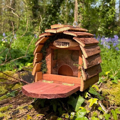 Hanging Wooden Wildlife Squirrel Feeder