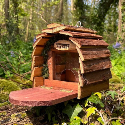 Hanging Wooden Wildlife Squirrel Feeder