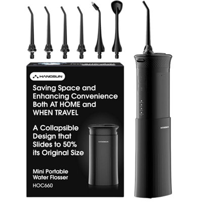 Hangsun Water Flosser Cordless Travel, Portable Dental Flossers for Teeth, HOC660, IPX7 Waterproof, 6 Jet Tips
