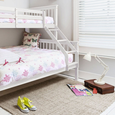 Hanna Triple Kids Solid Wood Bunk Bed with Single and Double Bed in Classic White