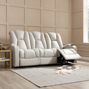 Hannah 3 Seater Electric Recliner, Light Grey Air Leather