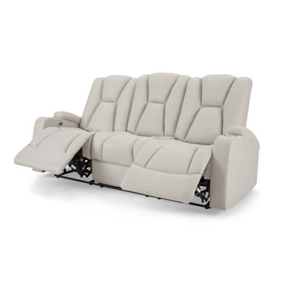 Hannah 3 Seater Electric Recliner, Light Grey Air Leather