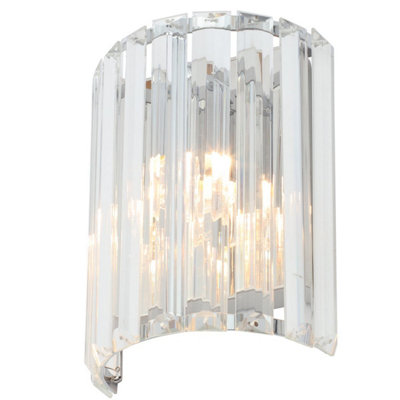 HANNAH - CGC Chrome & Prism Crystal Curved Wall Sconce Light