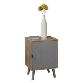 HANOVER 57cm Height  Oak 1 Door Modern Lined Wooden Bedroom Bedside Cabinet Nightstand Side Table