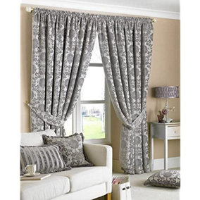 Hanover Chenille Damask Fully Lined Pencil Pleat Curtains