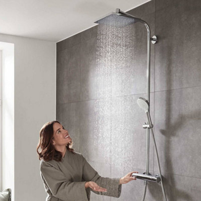 Hansgrohe Croma Showerpipe 220 1jet with thermostatic shower mixer Chrome 27185000 - 10