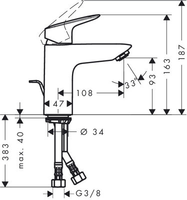 Hansgrohe Logis Single lever basin mixer 100 with pop-up waste, Chrome ...