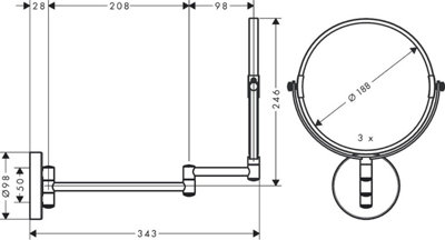 Hansgrohe Logis Universal Bathroom Shaving Mirror Wall Mounted Chrome Round
