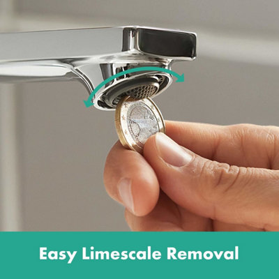 hansgrohe Rebris E 80 CoolStart EcoSmart Basin Mixer Tap & Pop-Up Waste - Chrome