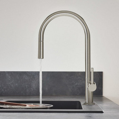 Hansgrohe Talis Kitchen Mixer Tap Single Lever Pull Out Spout Stainless Steel