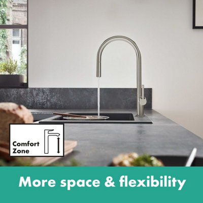Hansgrohe Talis Kitchen Mixer Tap Single Lever Pull Out Spout Stainless Steel