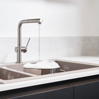 Hansgrohe Talis Kitchen Mixer Tap Single Lever Pull Spout sBox Stainless Steel