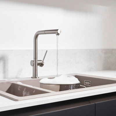 Hansgrohe Talis Kitchen Sink Mixer Tap Single Lever Pull Spout Stainless Steel